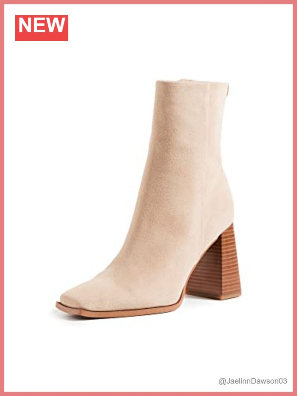 Sam Edelman Ivette Faux Suede Ankle Boots Square Toe Flare Heel Zip